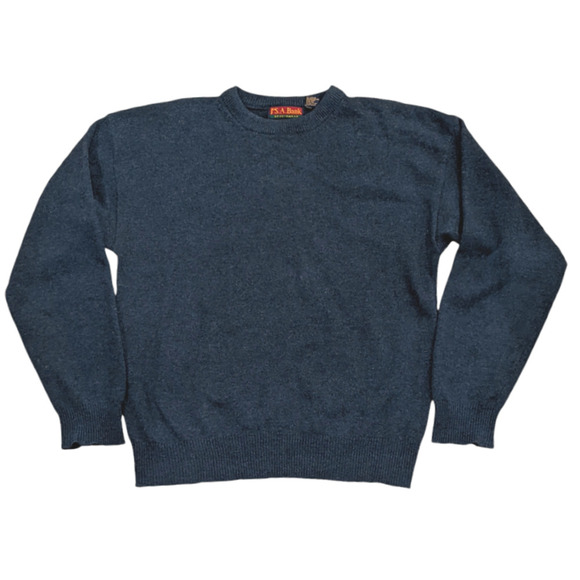 VTG Jos A Bank 100% Lambswool Crew Neck Pullover Mens Sweater Blue Medium - Picture 1 of 7